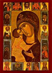 15th c. Eleusa (Merciful) Novgorod Russian icon